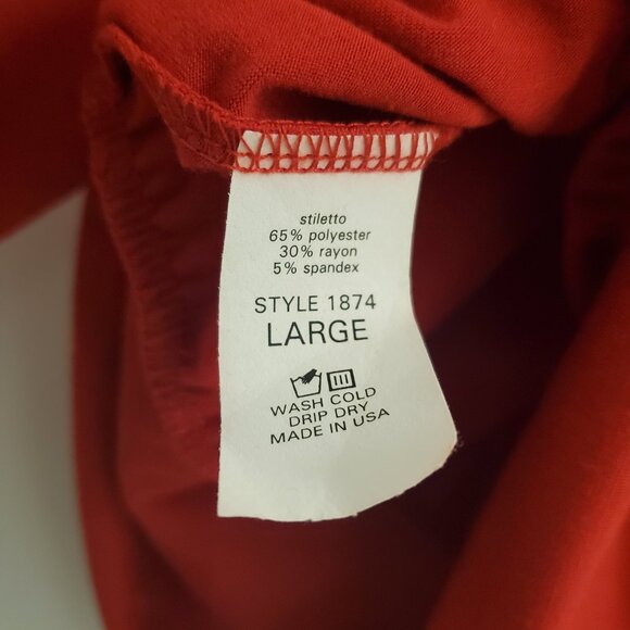 Stiletto Mock Neck Red Long Sleeved Crop Top Peekaboo Front Y2K Vintage - L - Picture 6 of 11